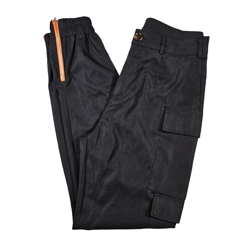 High Waisted Tapered Leg Cargo Pants, Black, Small,  NWOT